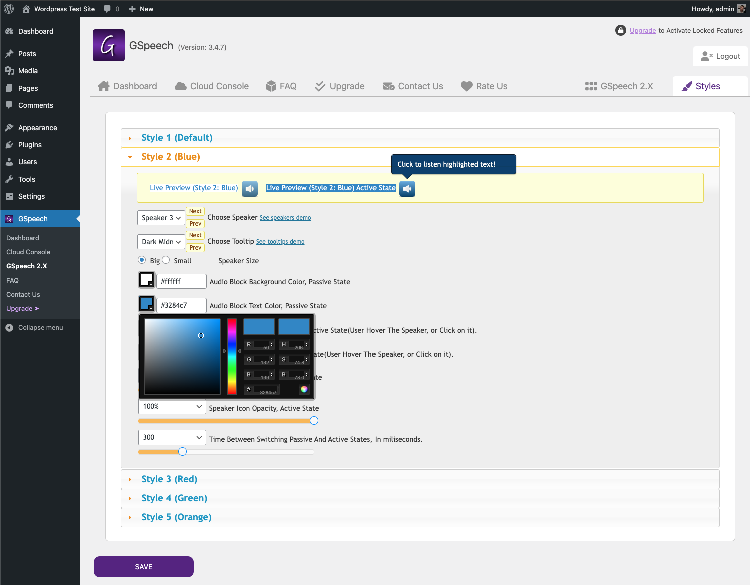 gspeech wordpress text to speech 2x widget - styles